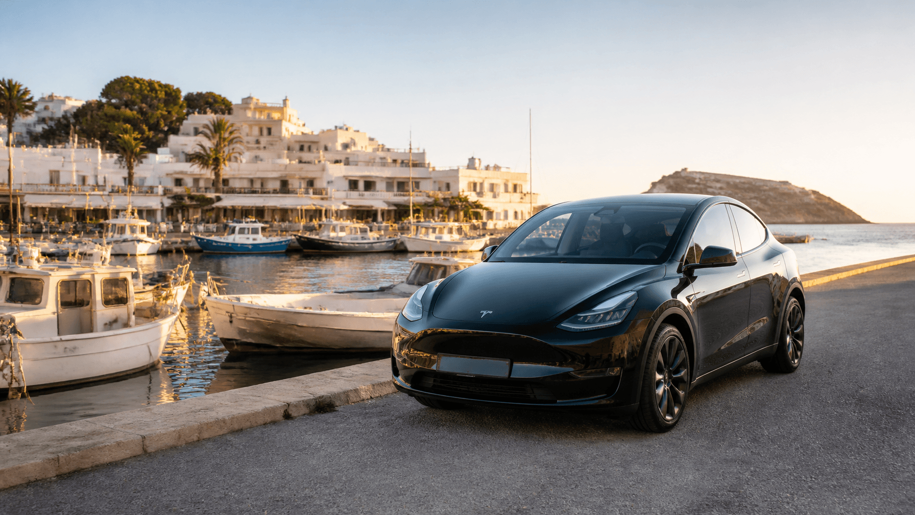 Alicante Airport to Moraira transfer, private electric Tesla along the Moraira coastline